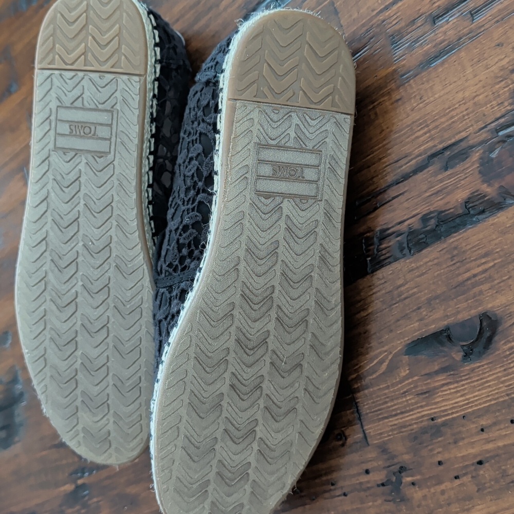 TOMS Black Lace Espadrille Rope Flats Size W8 NEW - Picture 8 of 12